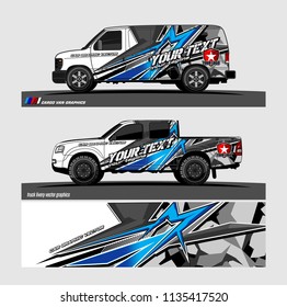 Car decal, truck and cargo van wrap vector. modern abstract stripe background designs for branding and vehicle livery 