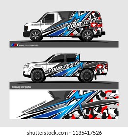 Car decal, truck and cargo van wrap vector. modern abstract stripe background designs for branding and vehicle livery 