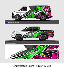 Car decal, truck and cargo van wrap vector. modern abstract stripe background designs for branding and vehicle livery 