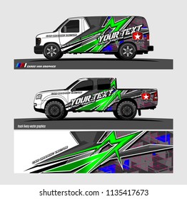 Car decal, truck and cargo van wrap vector. modern abstract stripe background designs for branding and vehicle livery 
