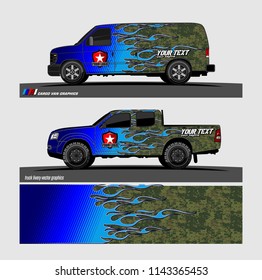 Car decal, truck and cargo van wrap vector. modern abstract stripe background designs for branding and vehicle livery 