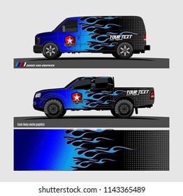 Car decal, truck and cargo van wrap vector. modern abstract stripe background designs for branding and vehicle livery 