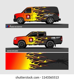 Car decal, truck and cargo van wrap vector. modern abstract stripe background designs for branding and vehicle livery 