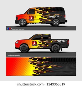 Car decal, truck and cargo van wrap vector. modern abstract stripe background designs for branding and vehicle livery 