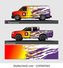 Car decal, truck and cargo van wrap vector. modern abstract stripe background designs for branding and vehicle livery 