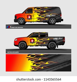 Car decal, truck and cargo van wrap vector. modern abstract stripe background designs for branding and vehicle livery 