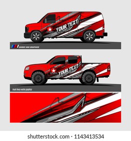 Car decal, truck and cargo van wrap vector. modern abstract stripe background designs for branding and vehicle livery 