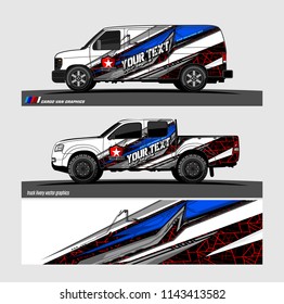 Car decal, truck and cargo van wrap vector. modern abstract stripe background designs for branding and vehicle livery 