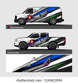 Car decal, truck and cargo van wrap vector. modern abstract stripe background designs for branding and vehicle livery 