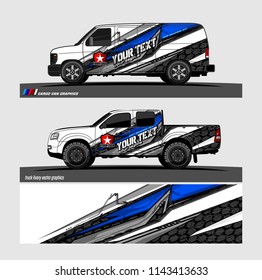 Car decal, truck and cargo van wrap vector. modern abstract stripe background designs for branding and vehicle livery 