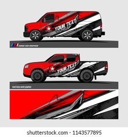 Car decal, truck and cargo van wrap vector. modern abstract stripe background designs for branding and vehicle livery 