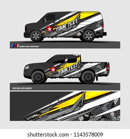 Car decal, truck and cargo van wrap vector. modern abstract stripe background designs for branding and vehicle livery 