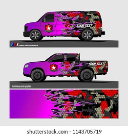Car decal, truck and cargo van wrap vector. modern abstract stripe background designs for branding and vehicle livery 