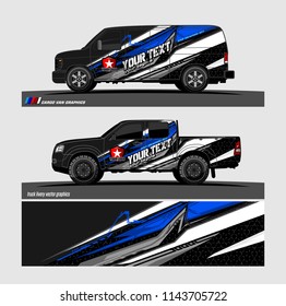 Car decal, truck and cargo van wrap vector. modern abstract stripe background designs for branding and vehicle livery 