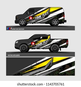 Car decal, truck and cargo van wrap vector. modern abstract stripe background designs for branding and vehicle livery 