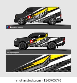 Car decal, truck and cargo van wrap vector. modern abstract stripe background designs for branding and vehicle livery 