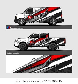 Car decal, truck and cargo van wrap vector. modern abstract stripe background designs for branding and vehicle livery 
