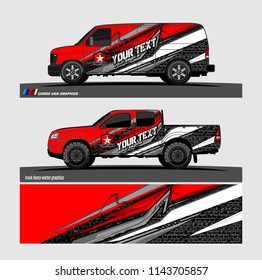 Car decal, truck and cargo van wrap vector. modern abstract stripe background designs for branding and vehicle livery 