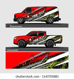 Car decal, truck and cargo van wrap vector. modern abstract stripe background designs for branding and vehicle livery 