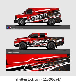 Car decal, truck and cargo van wrap vector. modern abstract stripe background designs for branding and vehicle livery 