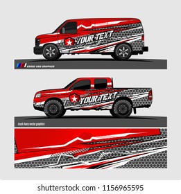 Car decal, truck and cargo van wrap vector. modern abstract stripe background designs for branding and vehicle livery 