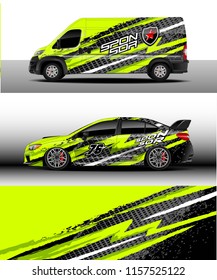 Car decal, Truck and cargo van design vector. Graphic abstract stripe racing background designs for wrap vehicle, race, rally, adventure and car racing livery.