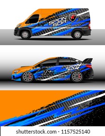 Car decal, Truck and cargo van design vector. Graphic abstract stripe racing background designs for wrap vehicle, race, rally, adventure and car racing livery.