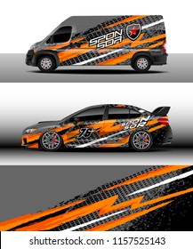 Car decal, Truck and cargo van design vector. Graphic abstract stripe racing background designs for wrap vehicle, race, rally, adventure and car racing livery.