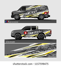 Car decal, truck and cargo van wrap vector. modern abstract stripe background designs for branding and vehicle livery 