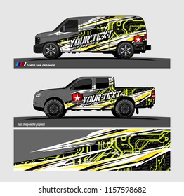 Car decal, truck and cargo van wrap vector. modern abstract stripe background designs for branding and vehicle livery 