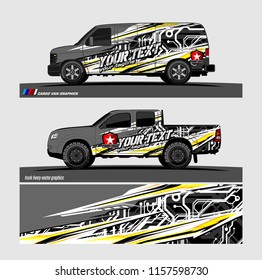 Car decal, truck and cargo van wrap vector. modern abstract stripe background designs for branding and vehicle livery 
