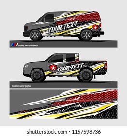 Car decal, truck and cargo van wrap vector. modern abstract stripe background designs for branding and vehicle livery 