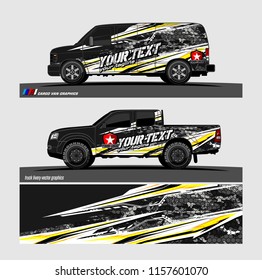 Car decal, truck and cargo van wrap vector. modern abstract stripe background designs for branding and vehicle livery 