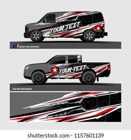 Car decal, truck and cargo van wrap vector. modern abstract stripe background designs for branding and vehicle livery 