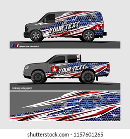 Car decal, truck and cargo van wrap vector. modern abstract stripe background designs for branding and vehicle livery 