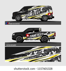 Car decal, truck and cargo van wrap vector. modern abstract stripe background designs for branding and vehicle livery 