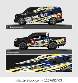 Car decal, truck and cargo van wrap vector. modern abstract stripe background designs for branding and vehicle livery 