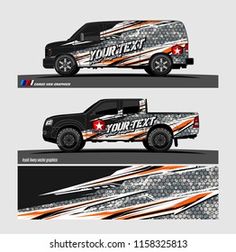 Car decal, truck and cargo van wrap vector. modern abstract stripe background designs for branding and vehicle livery 