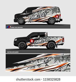 Car decal, truck and cargo van wrap vector. modern abstract stripe background designs for branding and vehicle livery 