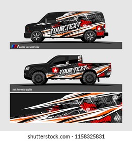 Car decal, truck and cargo van wrap vector. modern abstract stripe background designs for branding and vehicle livery 
