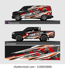 Car decal, truck and cargo van wrap vector. modern abstract stripe background designs for branding and vehicle livery 