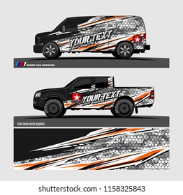 Car decal, truck and cargo van wrap vector. modern abstract stripe background designs for branding and vehicle livery 