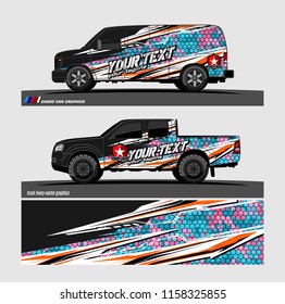Car decal, truck and cargo van wrap vector. modern abstract stripe background designs for branding and vehicle livery 