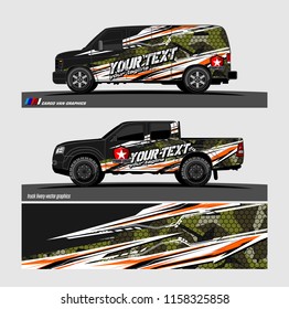 Car decal, truck and cargo van wrap vector. modern abstract stripe background designs for branding and vehicle livery 