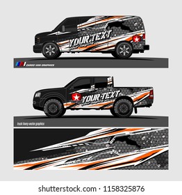 Car decal, truck and cargo van wrap vector. modern abstract stripe background designs for branding and vehicle livery 