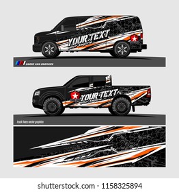 Car decal, truck and cargo van wrap vector. modern abstract stripe background designs for branding and vehicle livery 