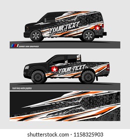 Car decal, truck and cargo van wrap vector. modern abstract stripe background designs for branding and vehicle livery 