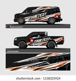 Car decal, truck and cargo van wrap vector. modern abstract stripe background designs for branding and vehicle livery 