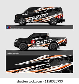 Car decal, truck and cargo van wrap vector. modern abstract stripe background designs for branding and vehicle livery 
