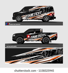 Car decal, truck and cargo van wrap vector. modern abstract stripe background designs for branding and vehicle livery 